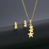 Hip Hop Style Metal Smile Stars Necklace Earrings Set