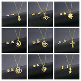 Hip Hop Style Metal Smile Stars Necklace Earrings Set