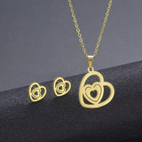 Hip Hop Style Metal Smile Stars Necklace Earrings Set