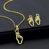 Hip Hop Style Metal Smile Stars Necklace Earrings Set