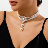 Vintage Style Faux Pearls Diamonds Gemstone Jewelry Set