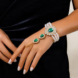 Vintage Style Faux Pearls Diamonds Gemstone Jewelry Set