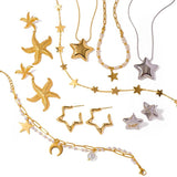 Youthway Waterproof Pentagram Stud Earrings Necklace Beach Jewelry