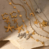 Youthway Waterproof Pentagram Stud Earrings Necklace Beach Jewelry