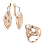 Geometric Women Jewelry Set 18K Drop Earrings Glossy Rings