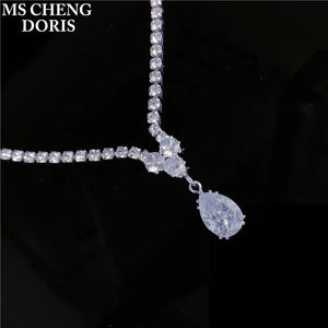 Zircon Water Drop Necklace Pendant Set for Women