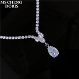 Zircon Water Drop Necklace Pendant Set for Women