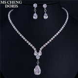 Zircon Water Drop Necklace Pendant Set for Women