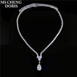 Zircon Water Drop Necklace Pendant Set for Women