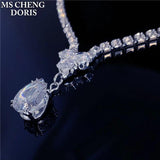 Zircon Water Drop Necklace Pendant Set for Women