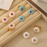 Sweet Pink Jewelry Set: Heart Earrings & Adjustable Rings for Women