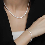 2pcs Tibetan Silver Necklace + Bracelet Set blingbling glitter Women's Jewelry