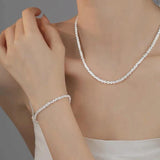 2pcs Tibetan Silver Necklace + Bracelet Set blingbling glitter Women's Jewelry
