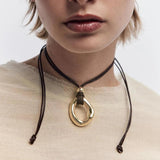 ZAA Vintage Metal Pendant Necklace for Women
