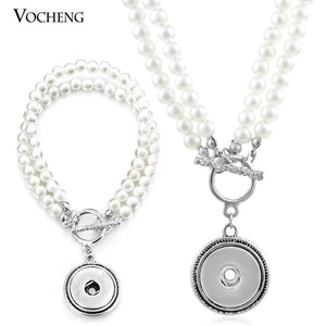 Vocheng Simulated Pearl Set 18mm Pendant Necklace and Bracelet