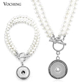 Vocheng Simulated Pearl Set 18mm Pendant Necklace and Bracelet