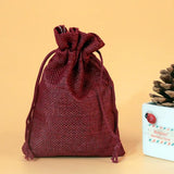 Dark Red Jute Bags Wedding Favors Gift Drawable Jewelry Bag 10pcs