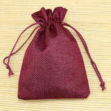 Dark Red Jute Bags Wedding Favors Gift Drawable Jewelry Bag 10pcs