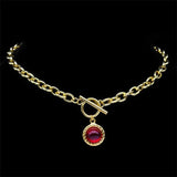 Goth Red Stone Vintage OT Buckle Necklace Bracelets Set