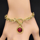 Goth Red Stone Vintage OT Buckle Necklace Bracelets Set