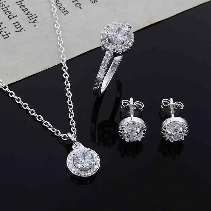 925 Silver Needle Engagement Gift Jewelry Set