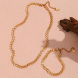 Leaf Fishtail Necklace in 18K Plated Stainless Steel