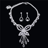 Butterfly Flower Crystal Bridal Jewelry Set for Wedding