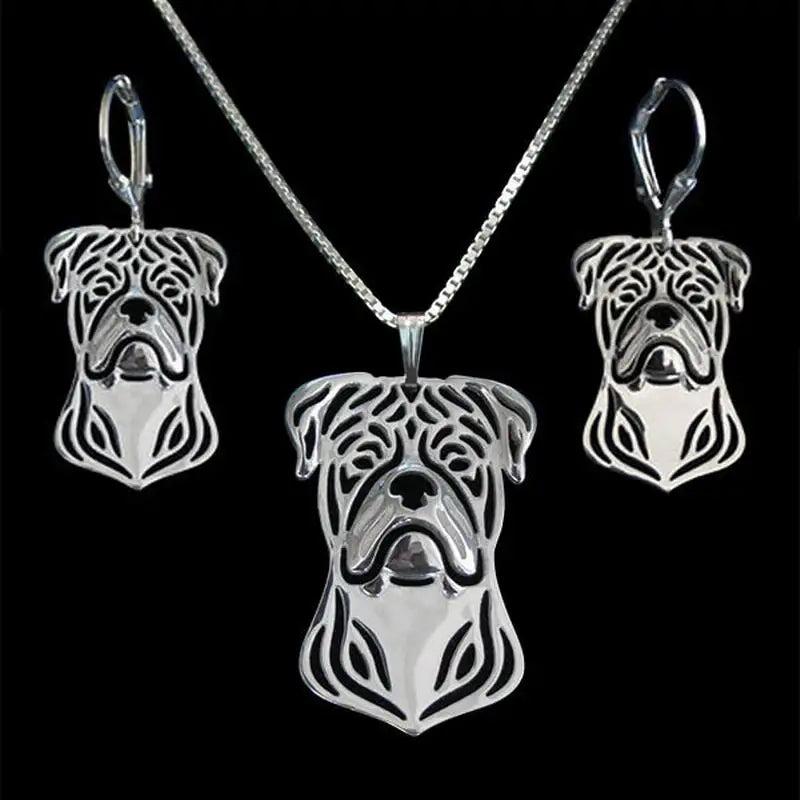 American Bulldog Metal Jewelry Set for Dog Lovers