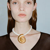 ZAA Conch Necklace Vintage Metal Pendant Necklace for Women