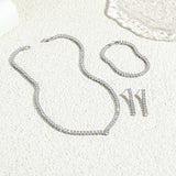 Waterproof V CZ Paved Choke Necklace Bracelet Set