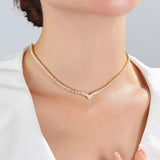 Waterproof V CZ Paved Choke Necklace Bracelet Set