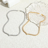 Waterproof V CZ Paved Choke Necklace Bracelet Set