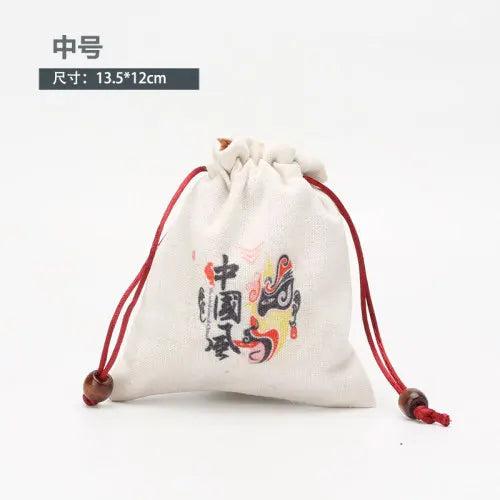 5pcs Double Layer Velvet Gift Bags Plum Lotus Design Jewelry Pouch