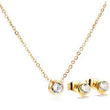 Rose Stainless Steel Zircon Crystal Jewelry Set