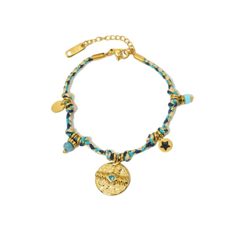 Bohemian Rope Chains Necklace Bracelet Set Moon Star Charms Stainless Steel