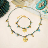 Bohemian Rope Chains Necklace Bracelet Set Moon Star Charms Stainless Steel