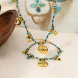 Bohemian Rope Chains Necklace Bracelet Set Moon Star Charms Stainless Steel