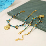 Bohemian Rope Chains Necklace Bracelet Set Moon Star Charms Stainless Steel