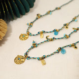 Bohemian Rope Chains Necklace Bracelet Set Moon Star Charms Stainless Steel