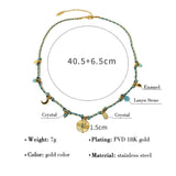 Bohemian Rope Chains Necklace Bracelet Set Moon Star Charms Stainless Steel