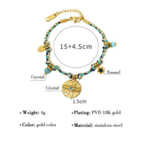 Bohemian Rope Chains Necklace Bracelet Set Moon Star Charms Stainless Steel