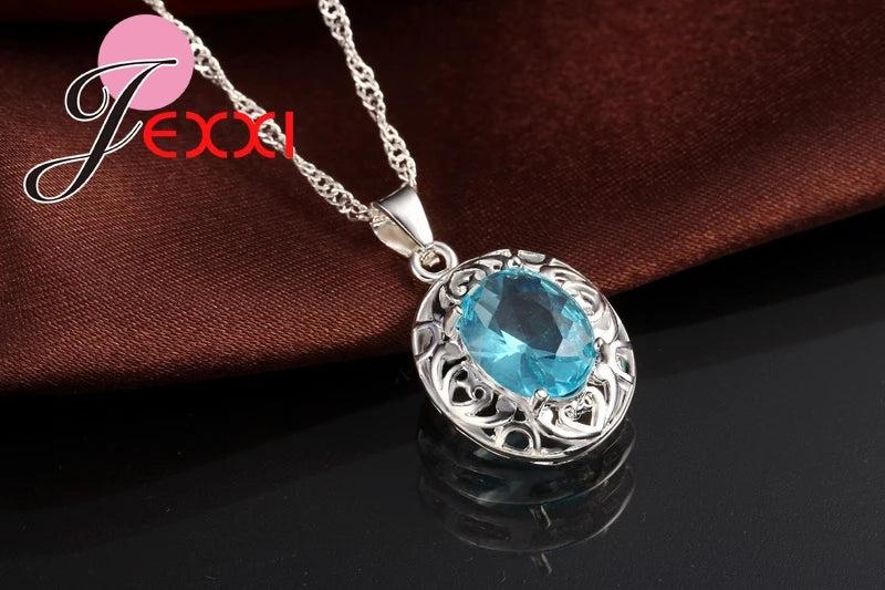 925 Silver Crystal Bridal Wedding Jewelry Set for Women