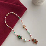 Gingerbread Man Necklace Resin Liuli Beaded Bracelet Christmas Tree Jewelry