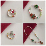 Gingerbread Man Necklace Resin Liuli Beaded Bracelet Christmas Tree Jewelry