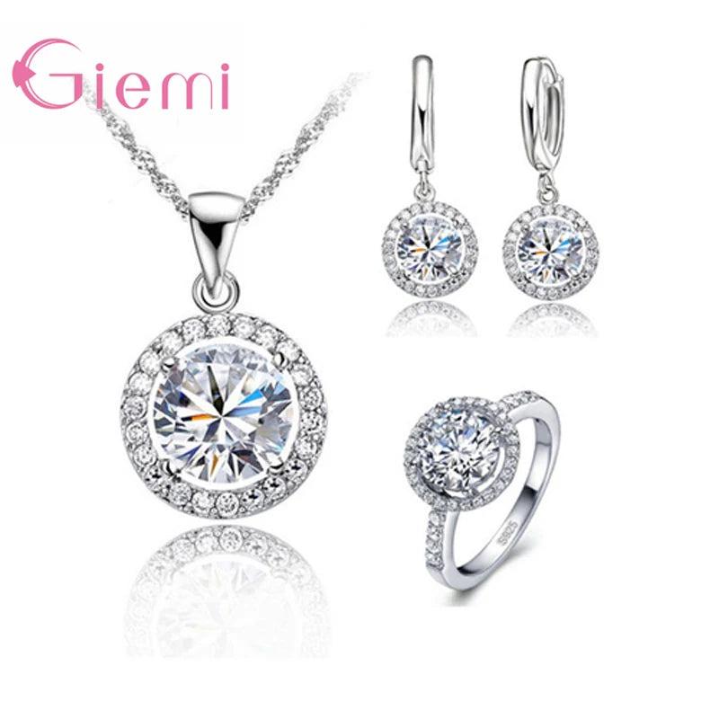 925 Silver Needle Women Wedding Jewelry Sets