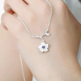 925 Silver Flower Wedding Jewelry Set For Women Necklace Earrings Rings Bracelet