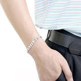 925 Silver Necklace Bracelet Set Classic Geometric Chain