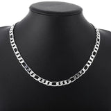 925 Silver Necklace Bracelet Set Classic Geometric Chain