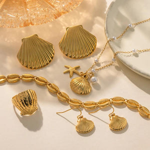 18K Plated Shell Conch Pattern Jewelry Set for Women