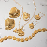 18K Plated Shell Conch Pattern Jewelry Set for Women